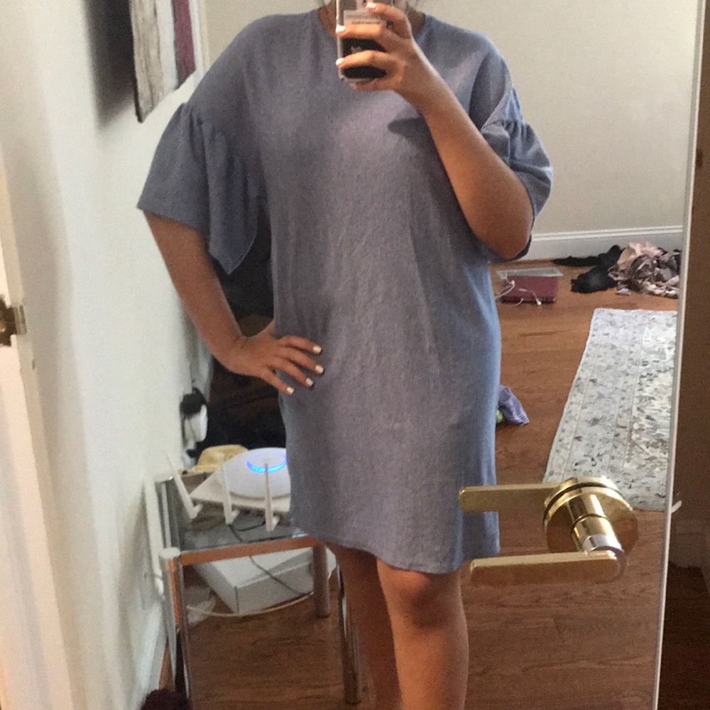 ZARA Blue and White striped dress - Picture 5 of 6